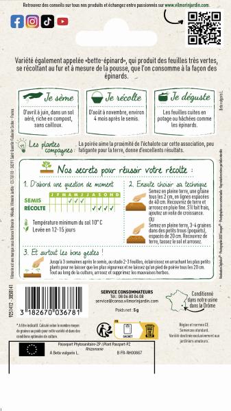 Potagères - Poirée Verte à Couper - Légumes d'Autrefois - MEDIA_PACKAGING_VERSO